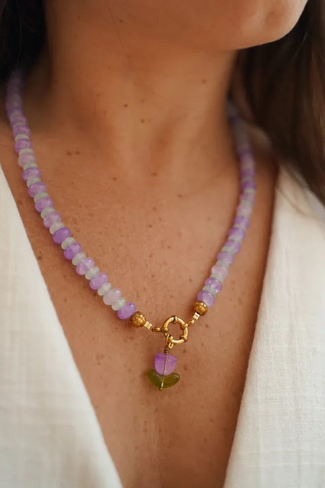 Pachanana Lavender Collier acier inoxydable anti-allergique