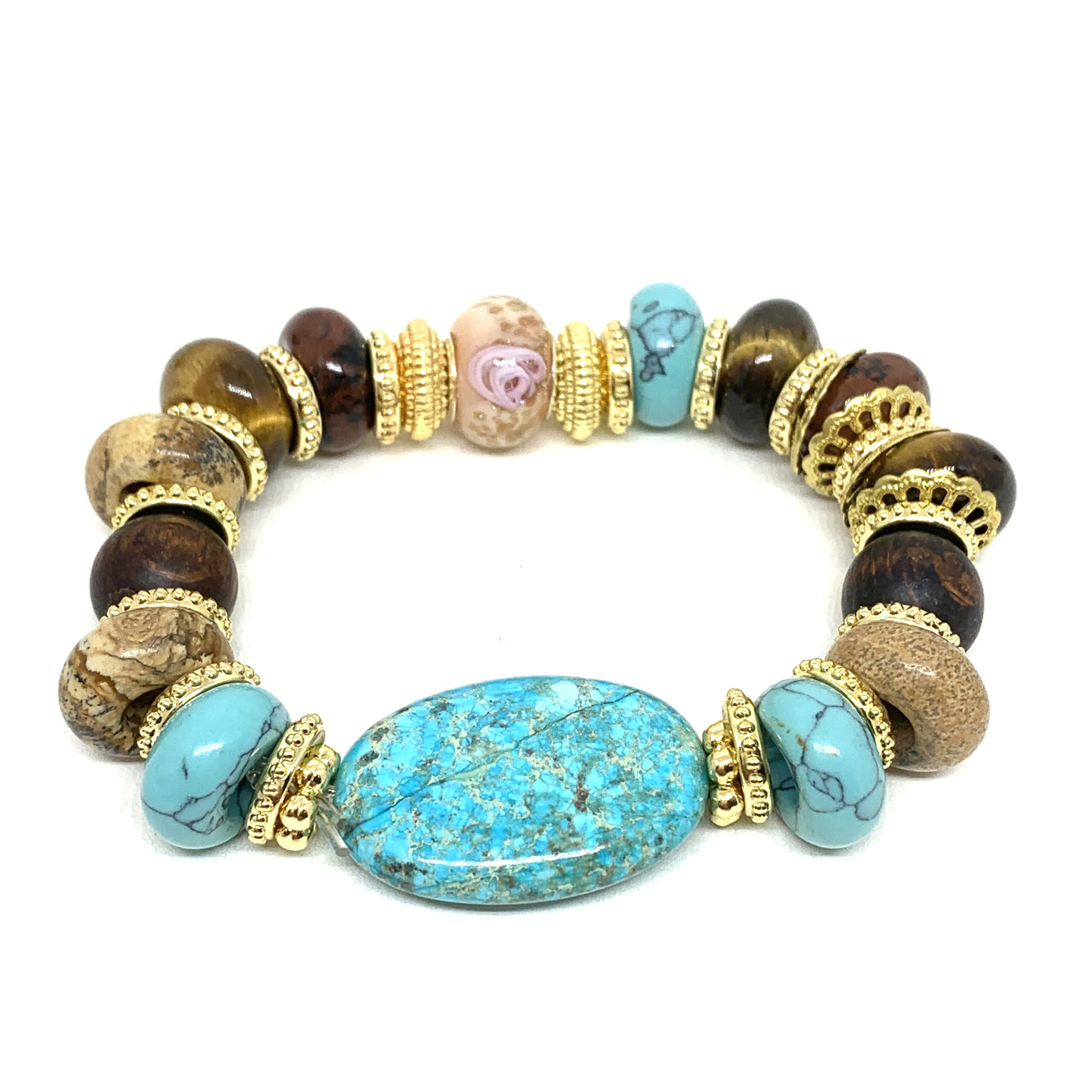 Hypnochic Deva bracelet pierres turquoise œil de tigre