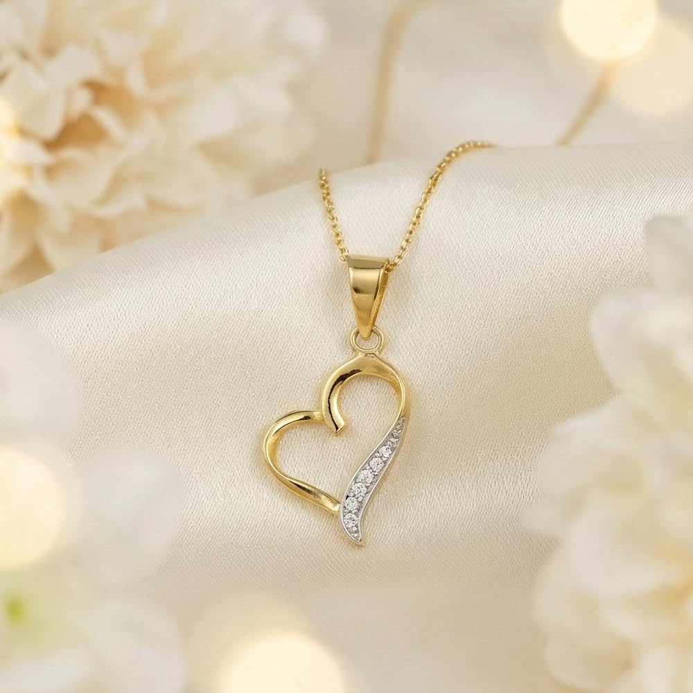 L'Atelier d'Azur Collier Coeur Zirconiums Or Jaune 42cm