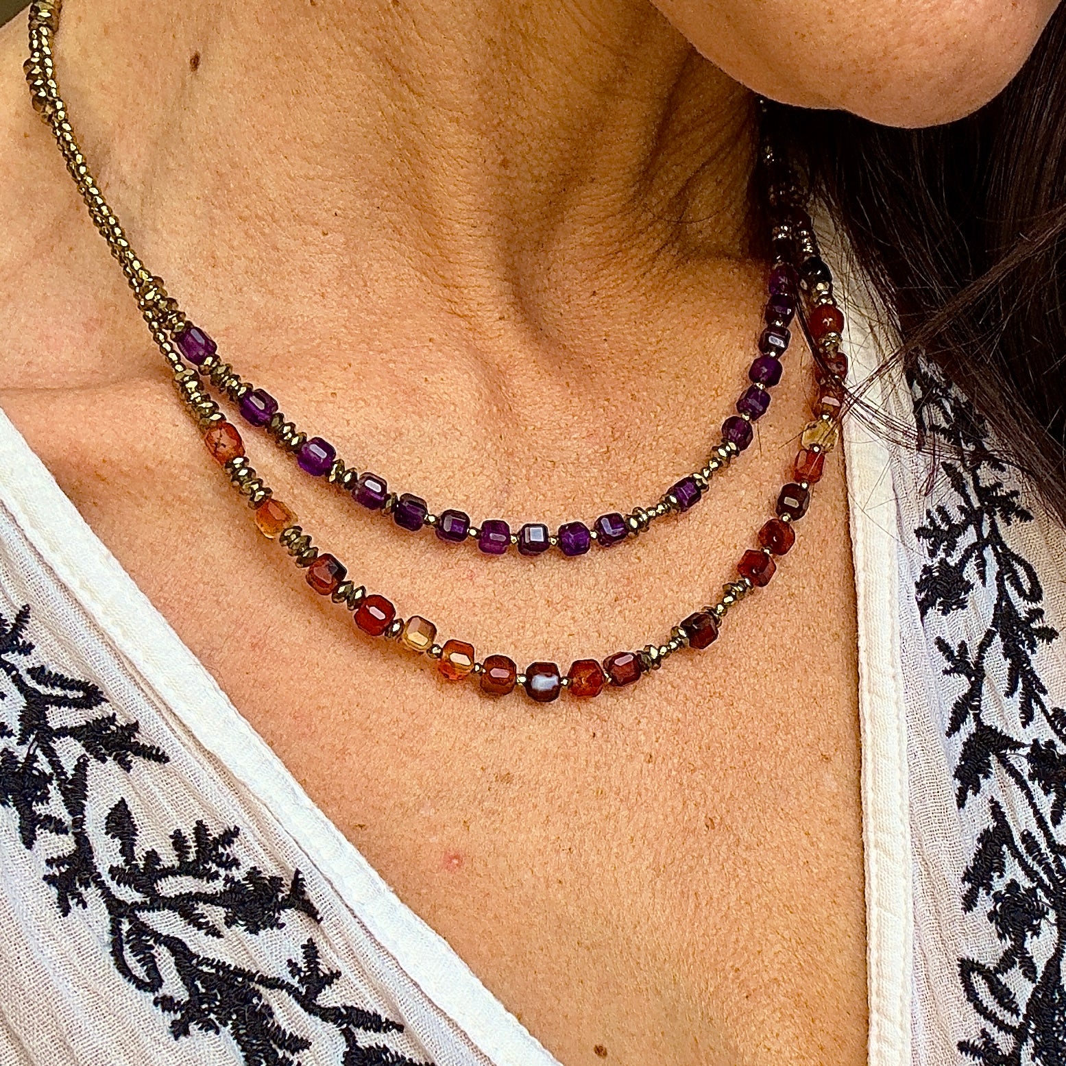 MAD SO CREATION Kate collier agate rouge améthyste cube