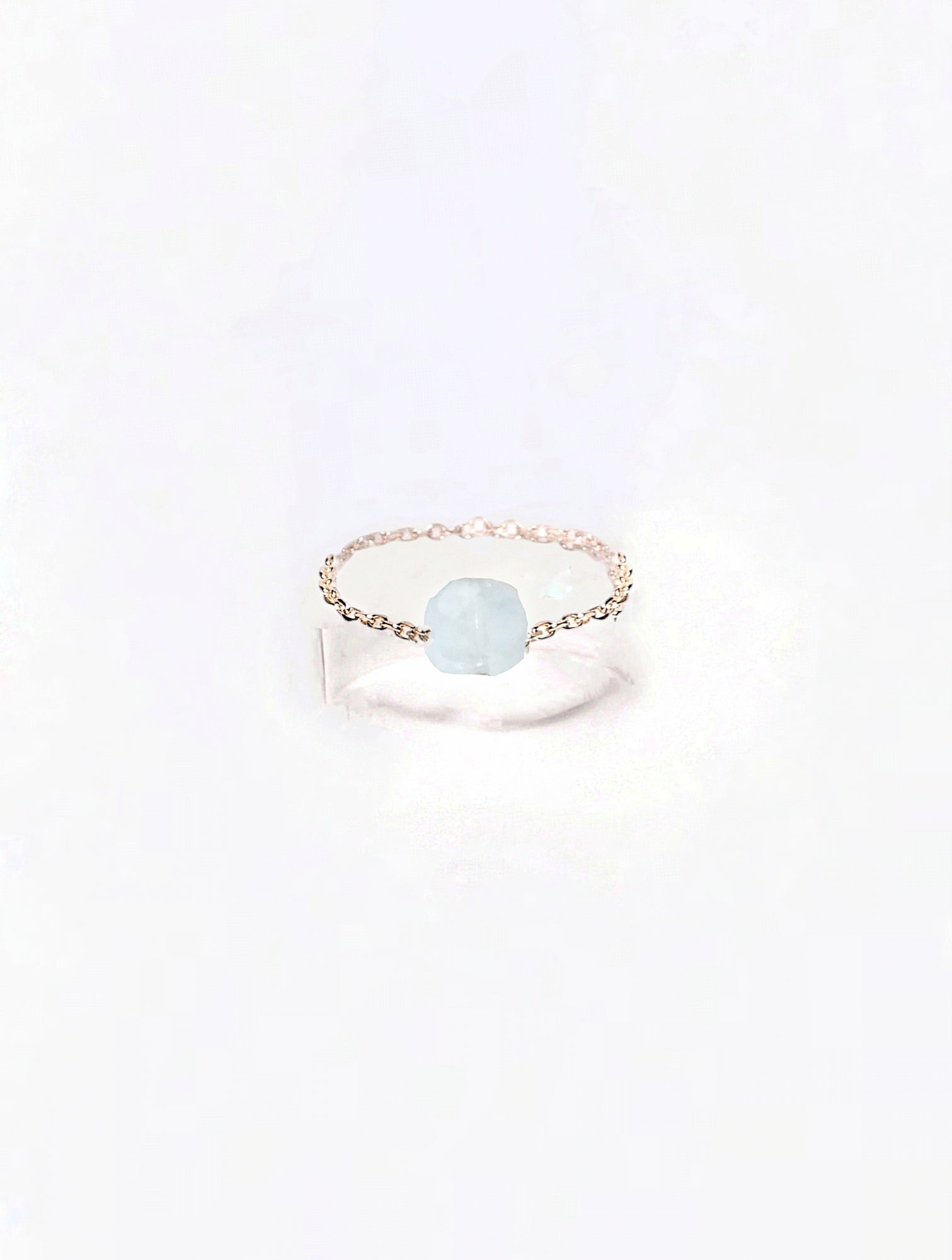 Ô PLUM Hanna Aigue-marine bague plaqué or taille 52