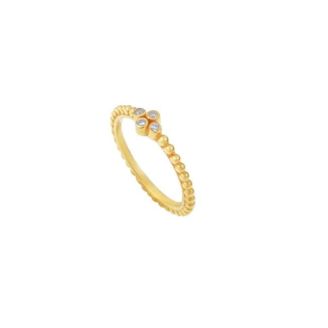 Leticia Ponti Marquise bague zircon blanc plaqué or taille 52