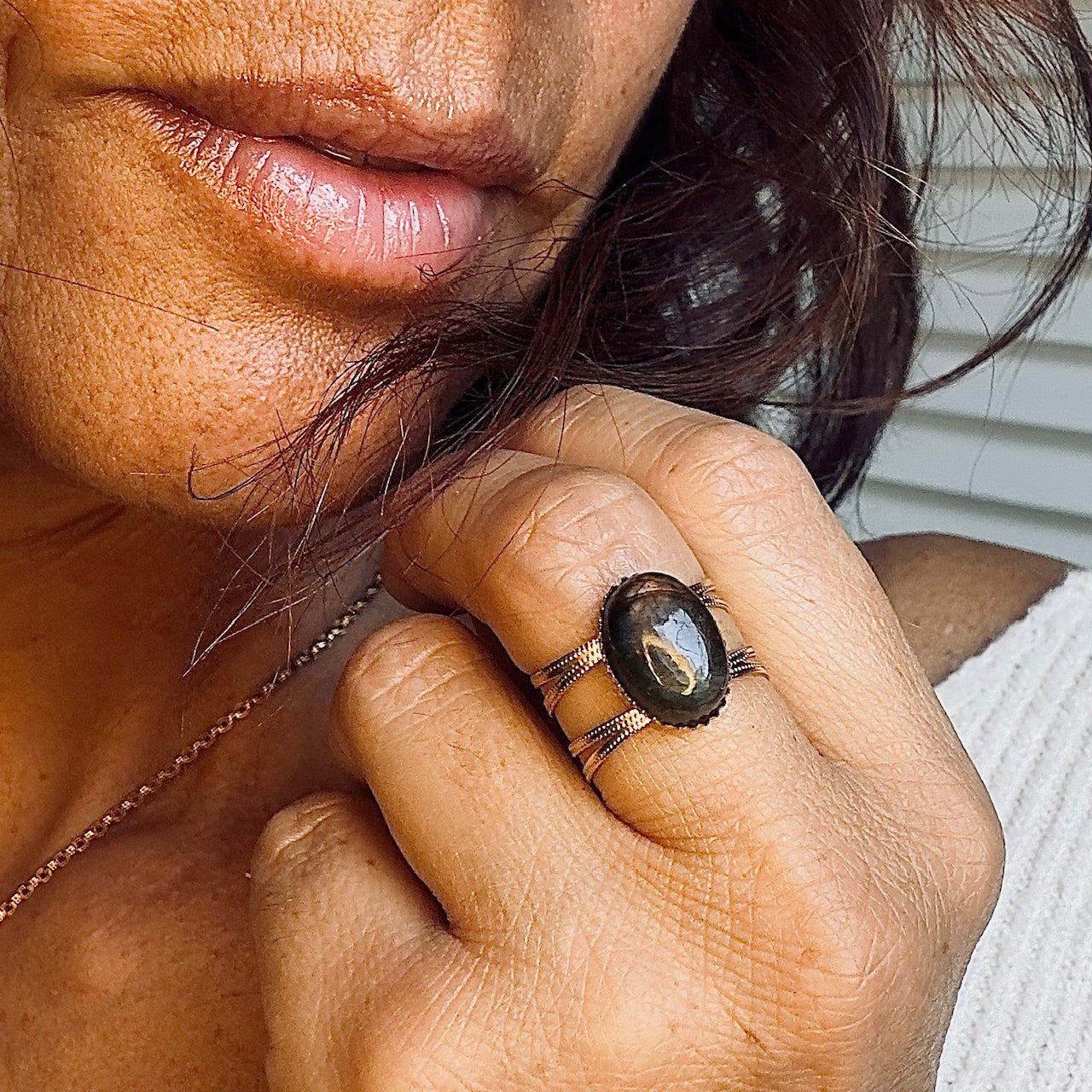 MAD SO CREATION Amia bague améthyste pierre naturelle ajustable