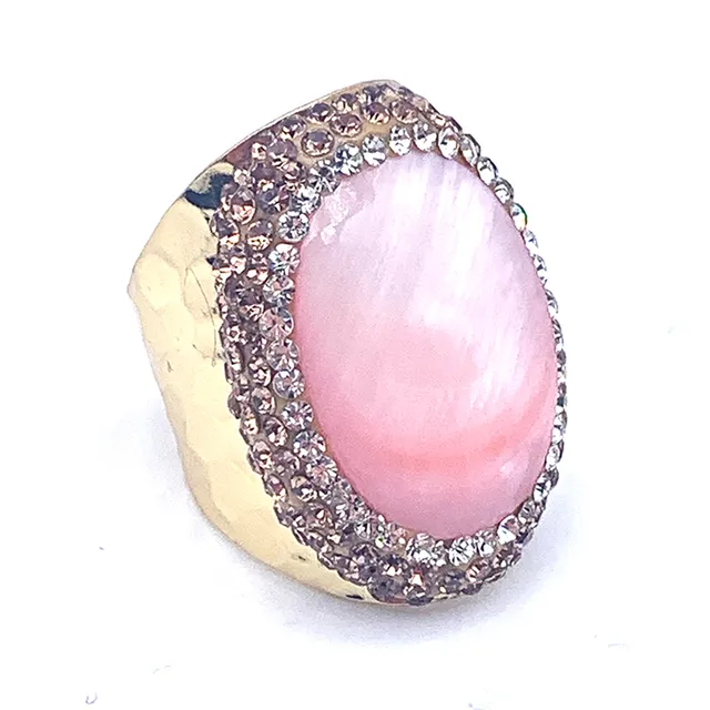 Hypnochic Bagues Bague Dorée Opale Strass ajustable