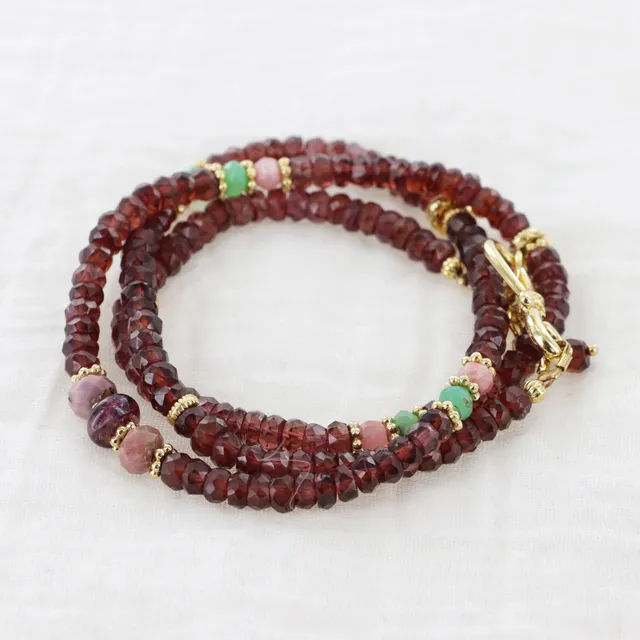 Leticia Ponti Amaia bracelet 3 tours grenat