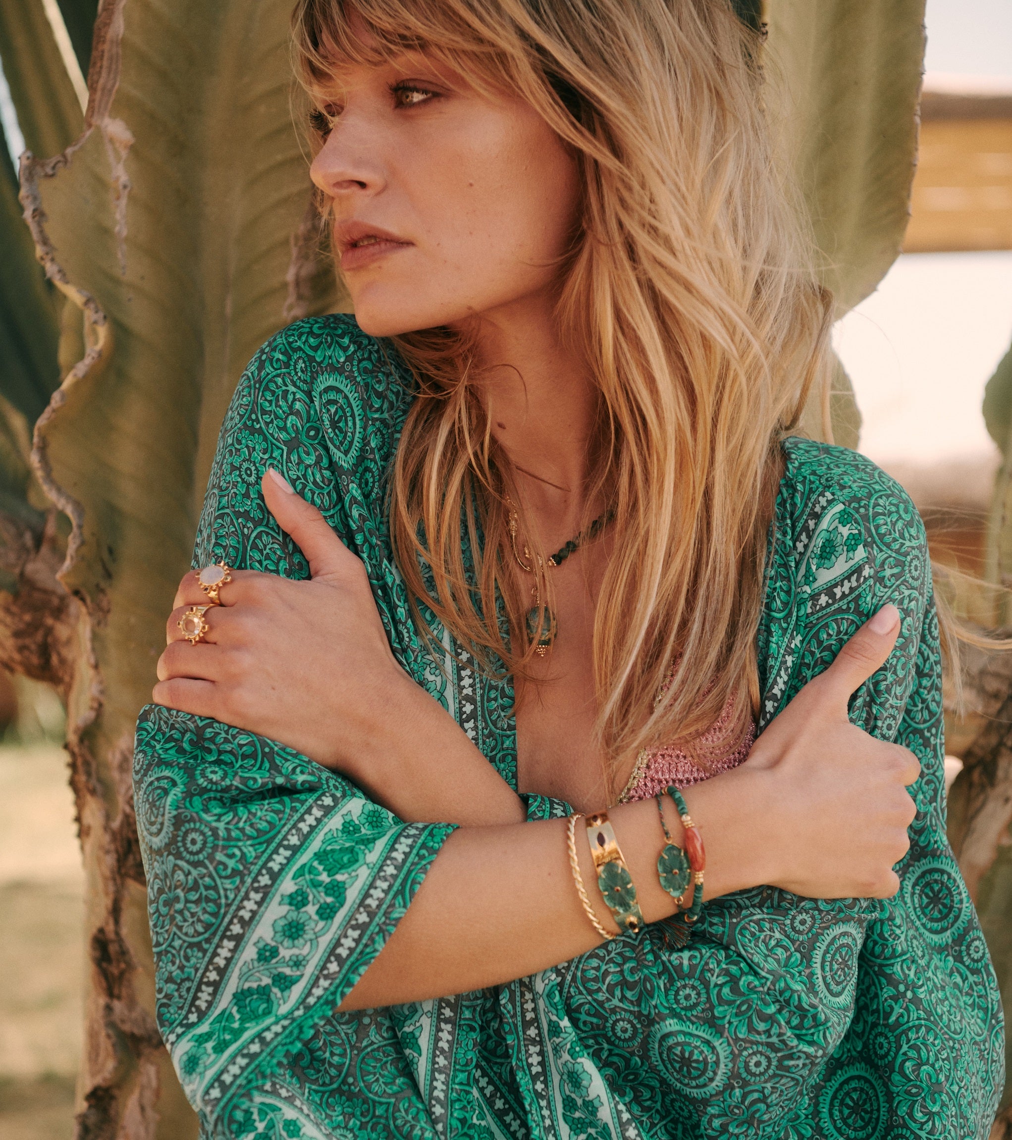 Leticia Ponti Camila bracelet cordon apatite verte plaqué or