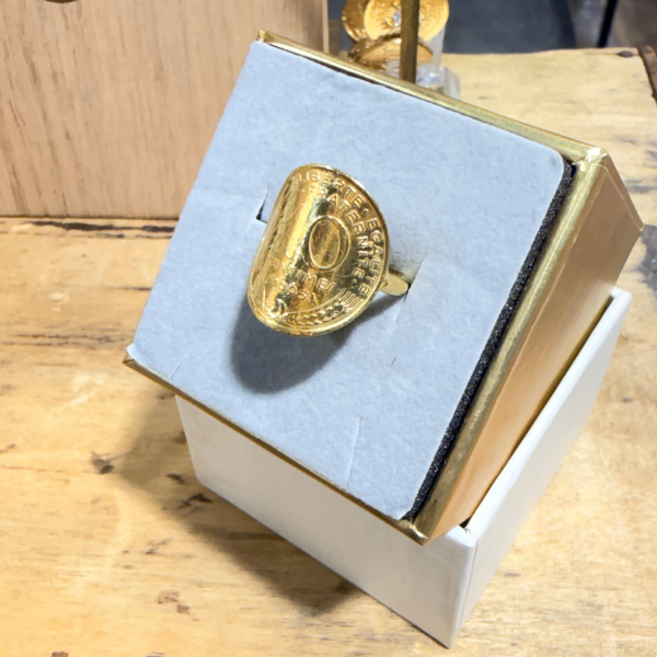 Le P'tit Franc 10 centimes bague plaqué or