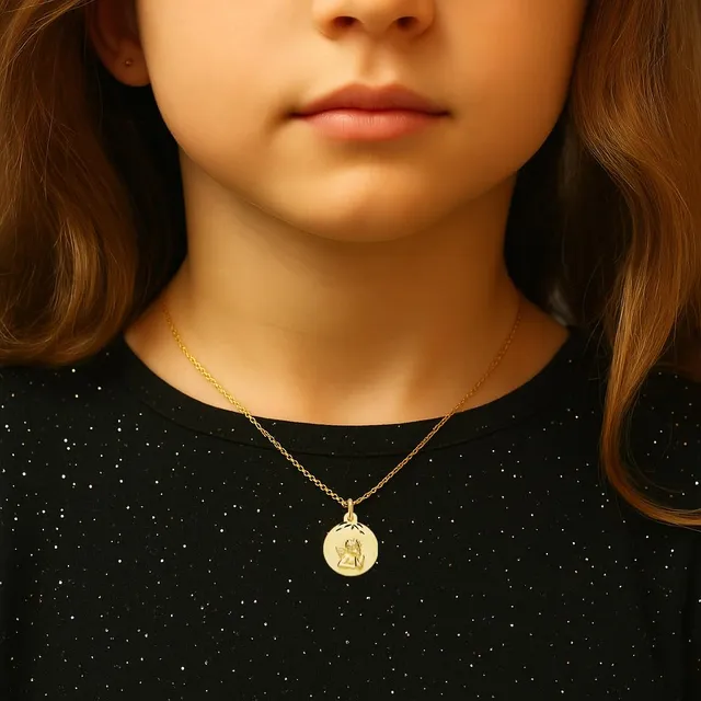 L'Atelier d'Azur Collier Médaille Ange Or Jaune + Chaîne Gravure
