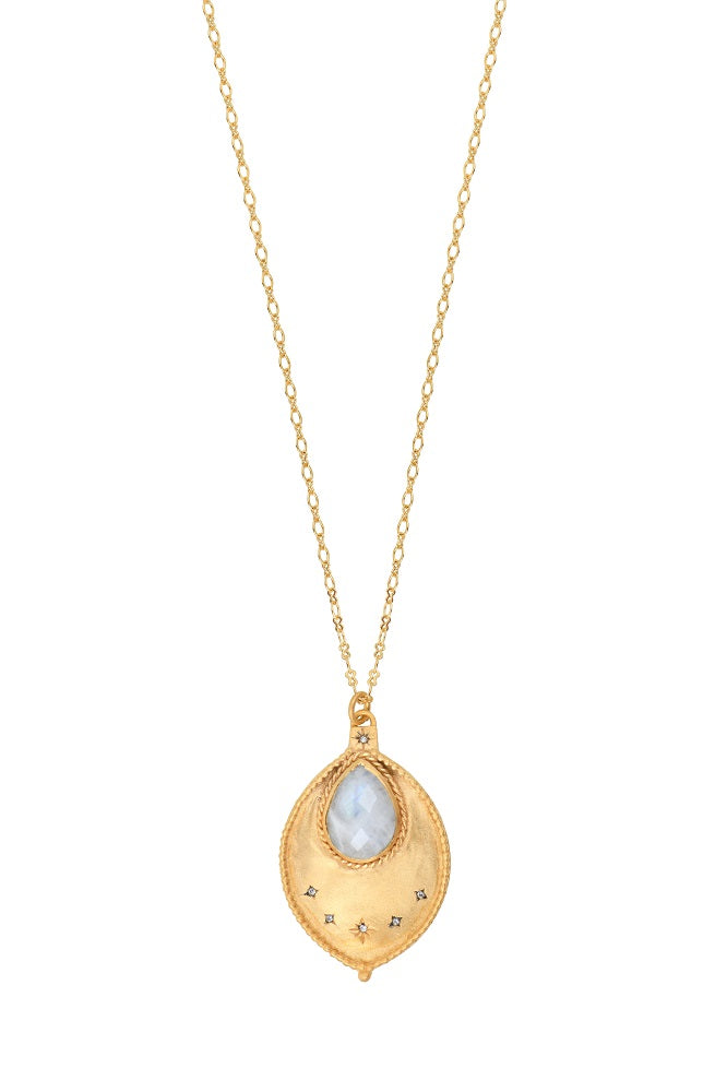 Leticia Ponti Alba Sautoir médaillon chaîne fine Labradorite