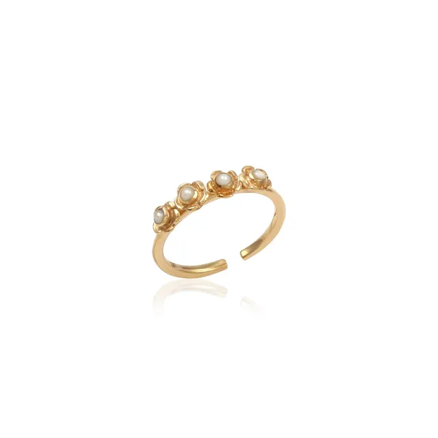 Leticia Ponti Hortense bague perles ajustable plaqué or