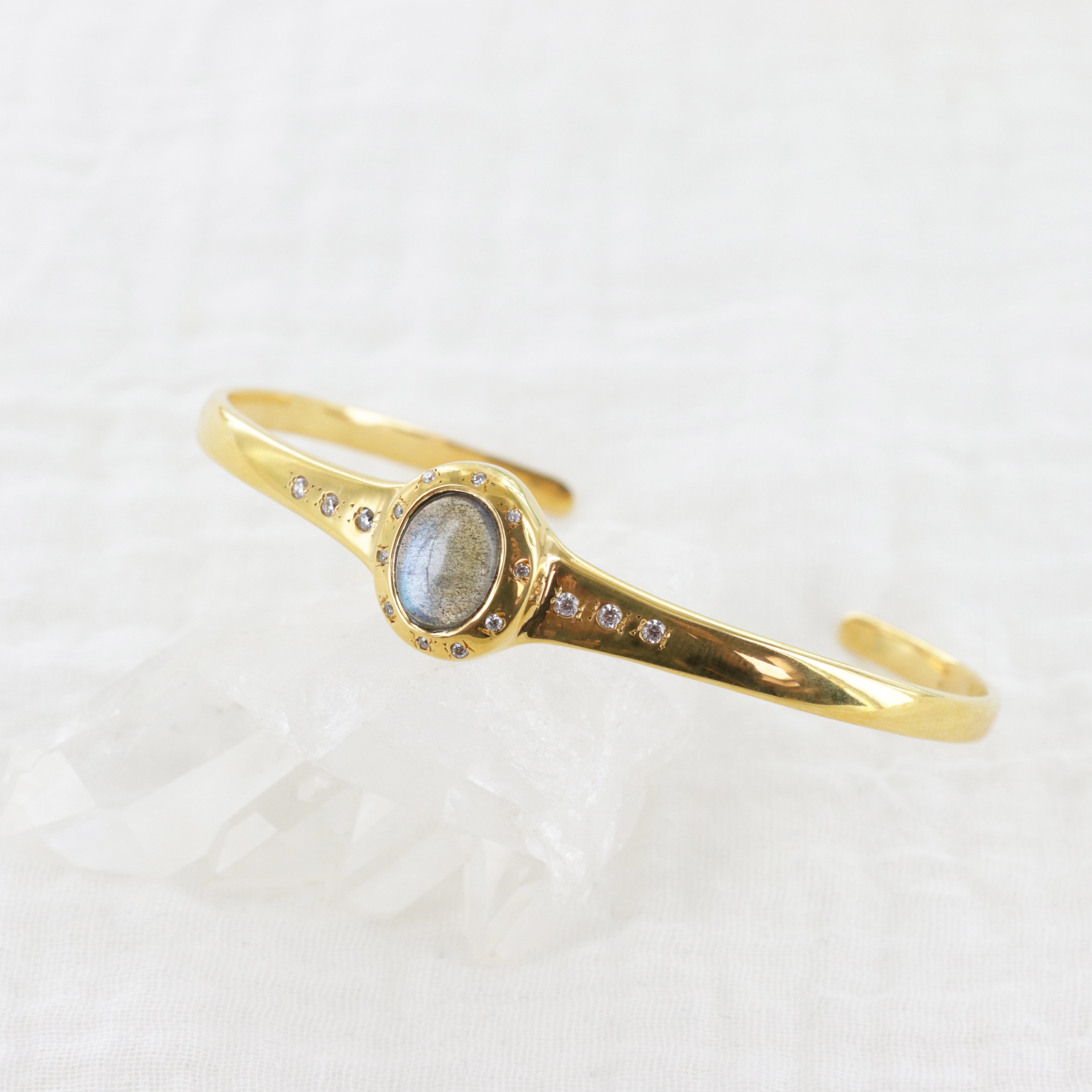 Leticia Ponti Pia jonc labradorite plaqué or 18 carats