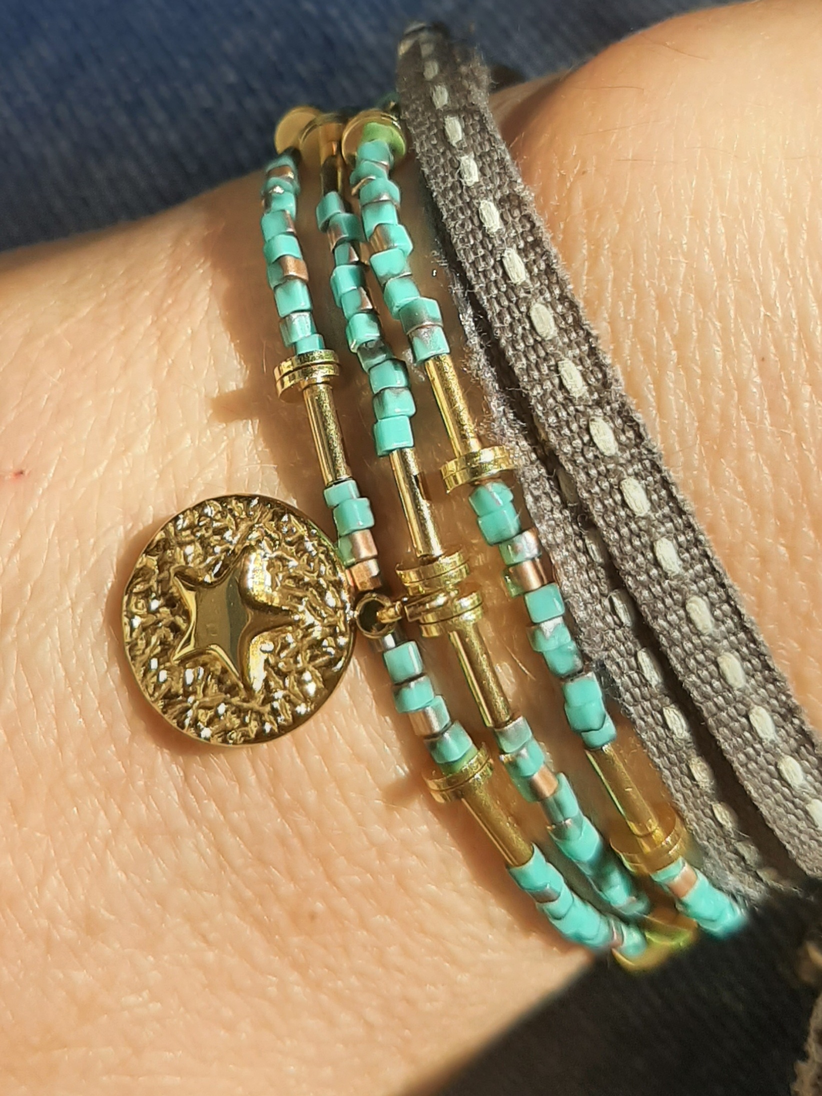 Les Ailes de Gloria Ocean bracelet multirangs fantaisie femme