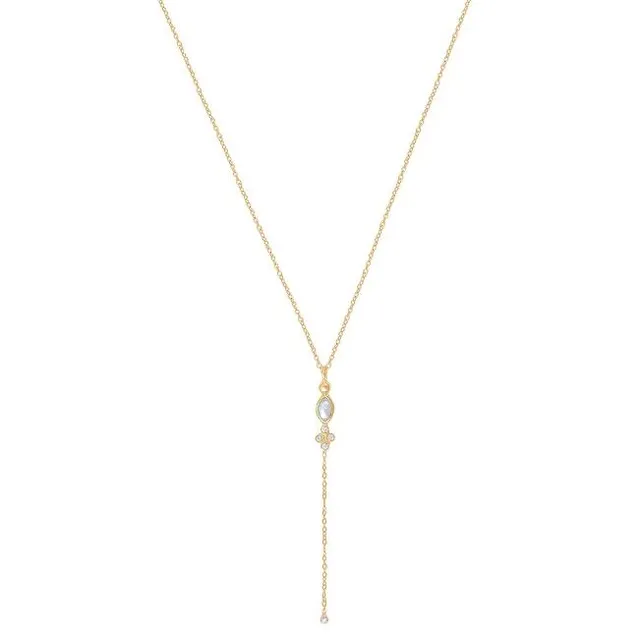 Leticia Ponti Marquise Collier nacre blanche zircons 40 cm