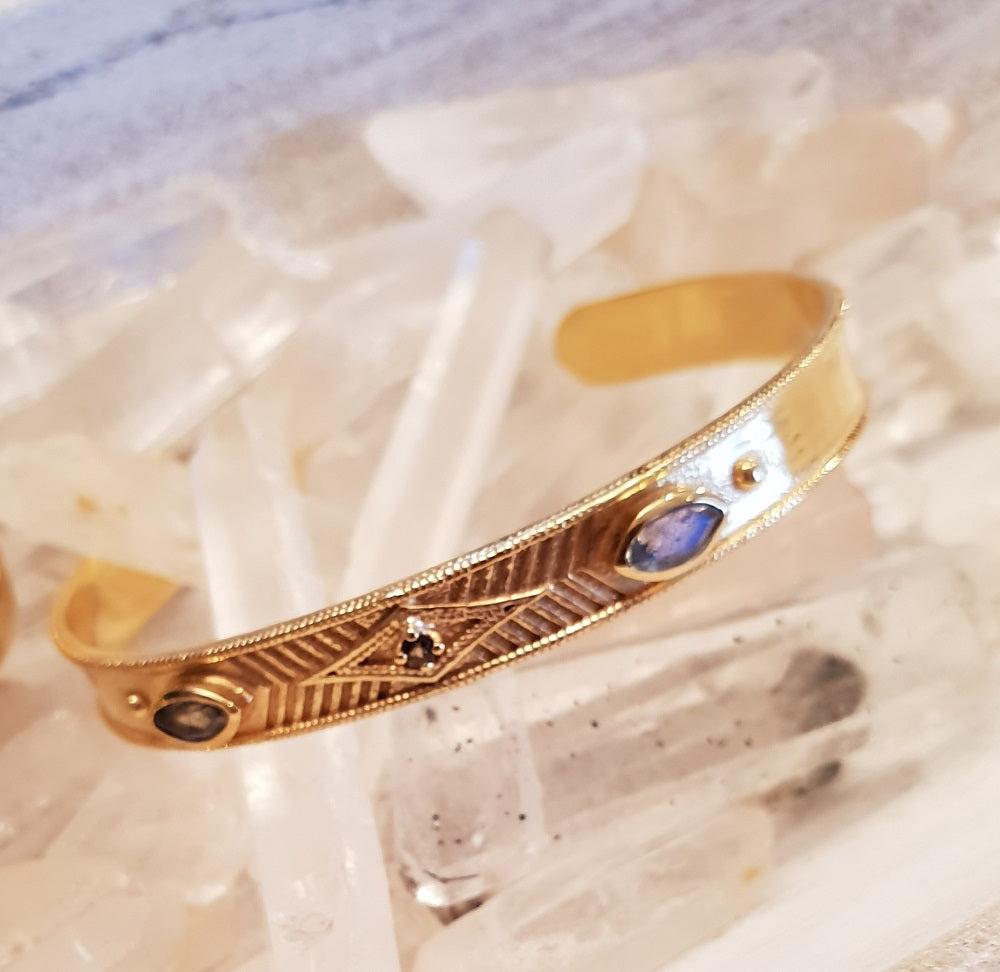 Leticia Ponti Gayane jonc labradorite plaqué or ajustable