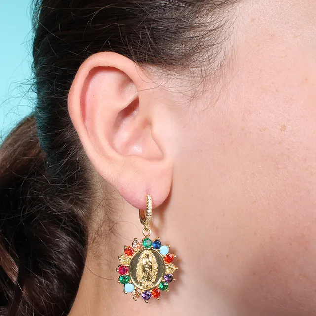 HYPNOCHIC Marie Multicolore boucles d'oreilles fantaisie doré