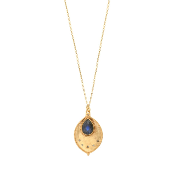 Leticia Ponti Alba Sautoir médaillon chaîne fine Labradorite