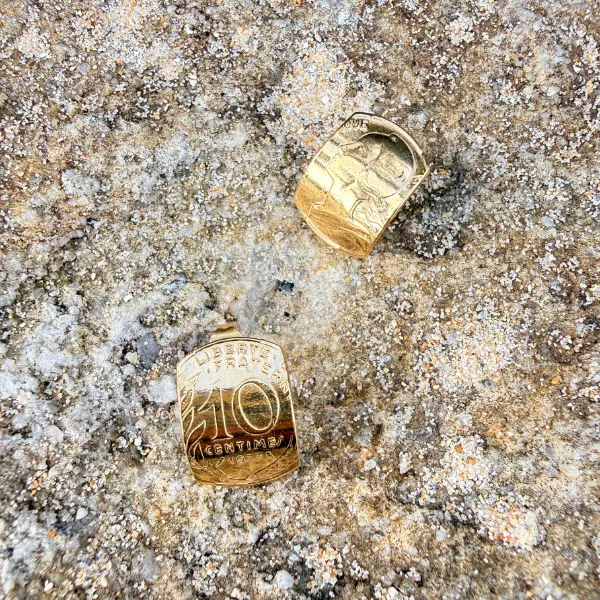 Le P’tit Franc Oscar boucles d’oreilles pièce 10 centimes