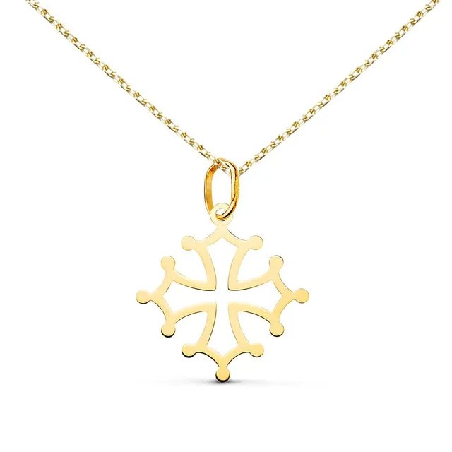 L'Atelier d'Azur Médaille Croix Occitane or 18 carats + chaîne