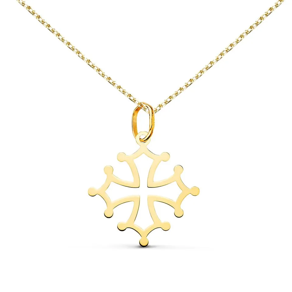 L'Atelier d'Azur Médaille Croix Occitane or 18 carats + chaîne