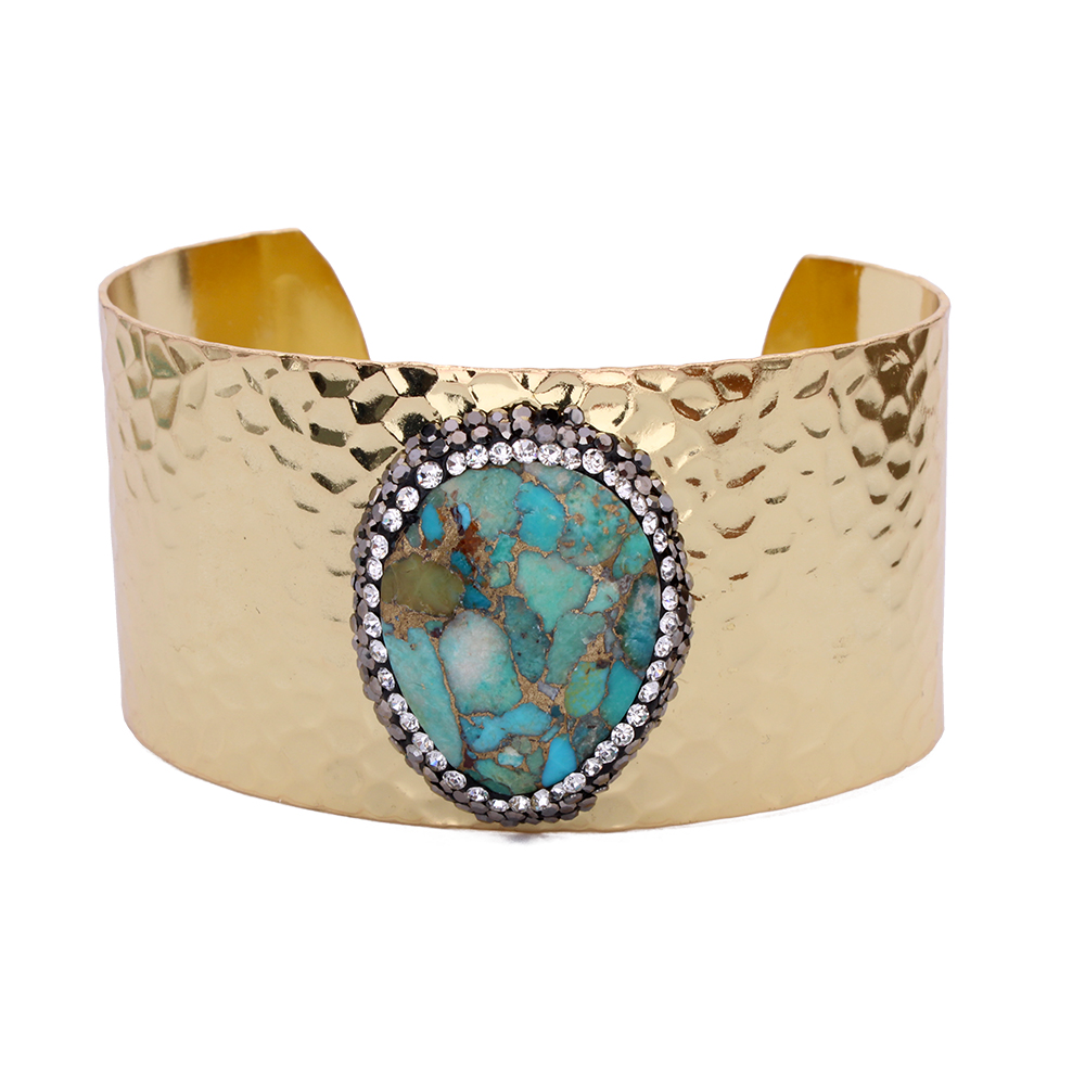 Hypnochic Bracelets Jonc Strass Pierre doré martelé