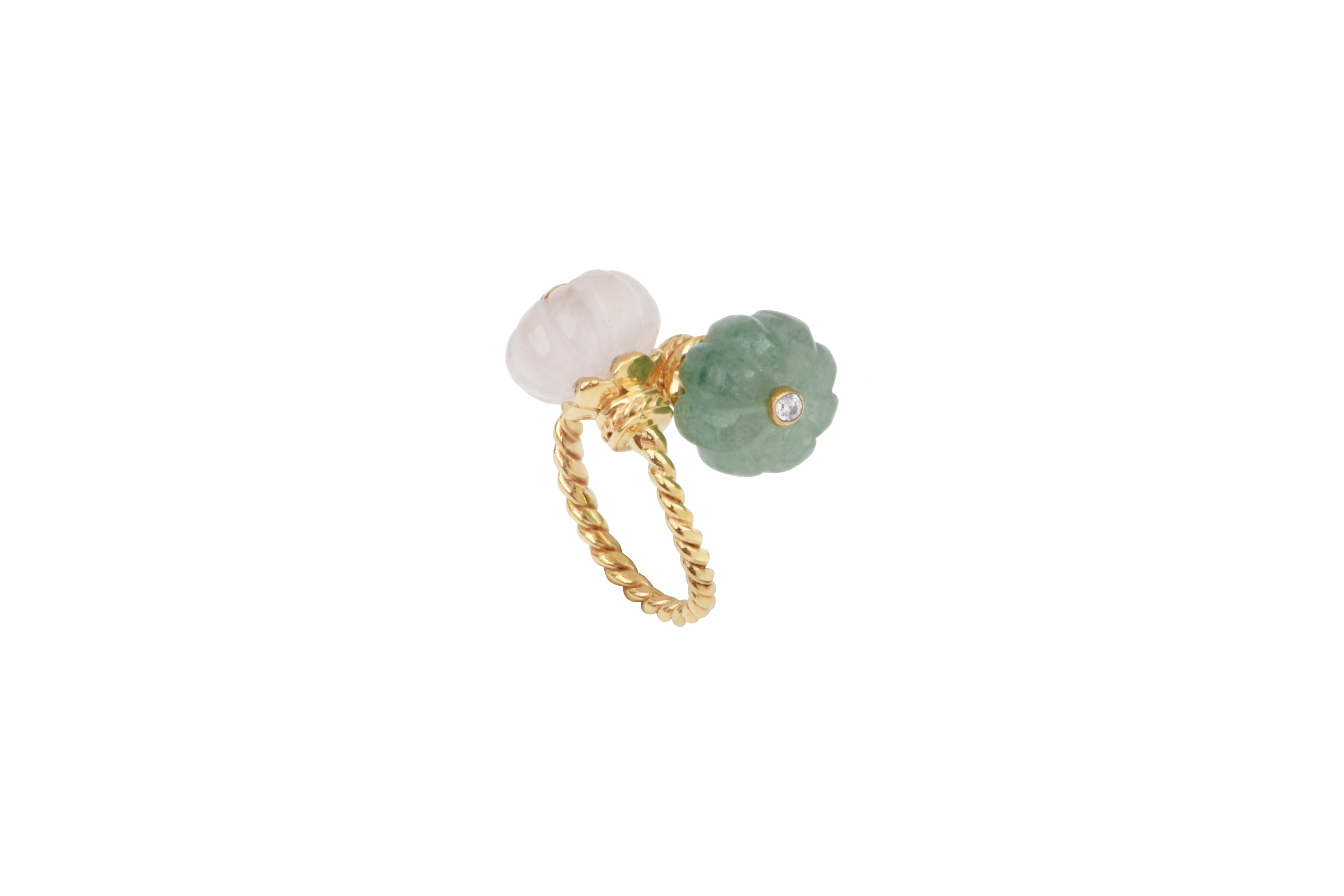 Leticia Ponti Odelia bague fleur aventurine quartz rose ajustable