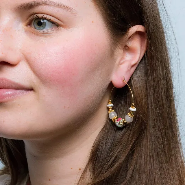 Hypnochic Lina boucles d'oreilles créoles multi-couleurs 4 cm