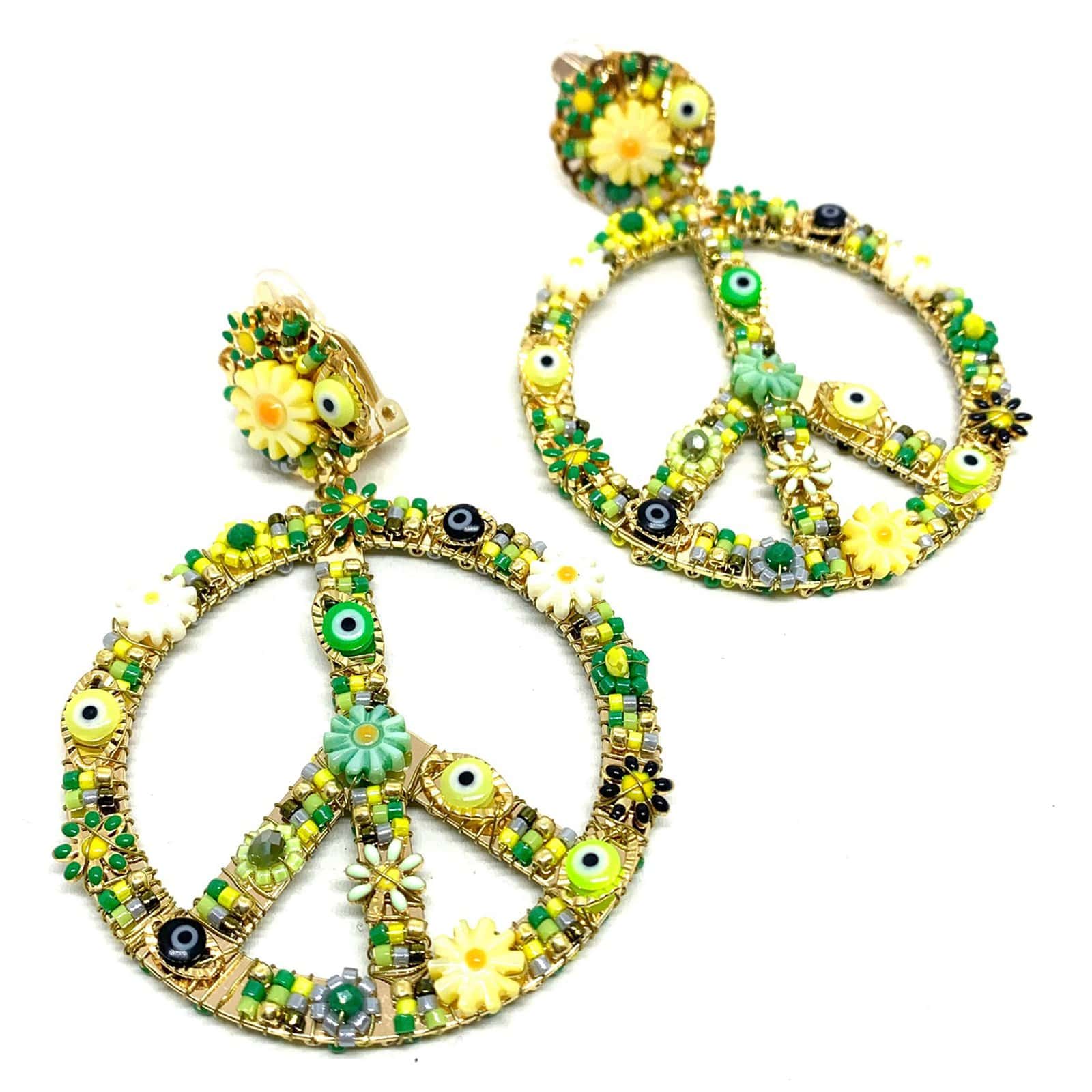 Hypnochic Boucles doreilles Peace Flower créoles multicolores