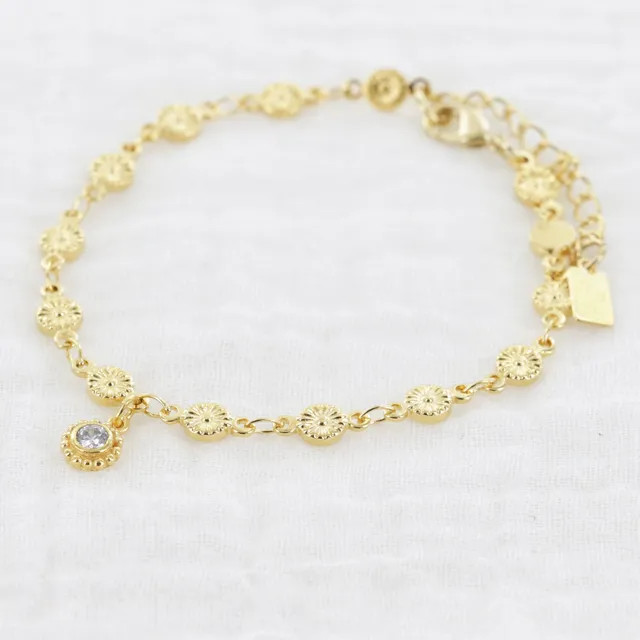 Leticia Ponti Tina Bracelet zircon plaqué or 16 cm