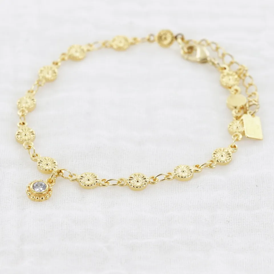 Leticia Ponti Tina Bracelet zircon plaqué or 16 cm