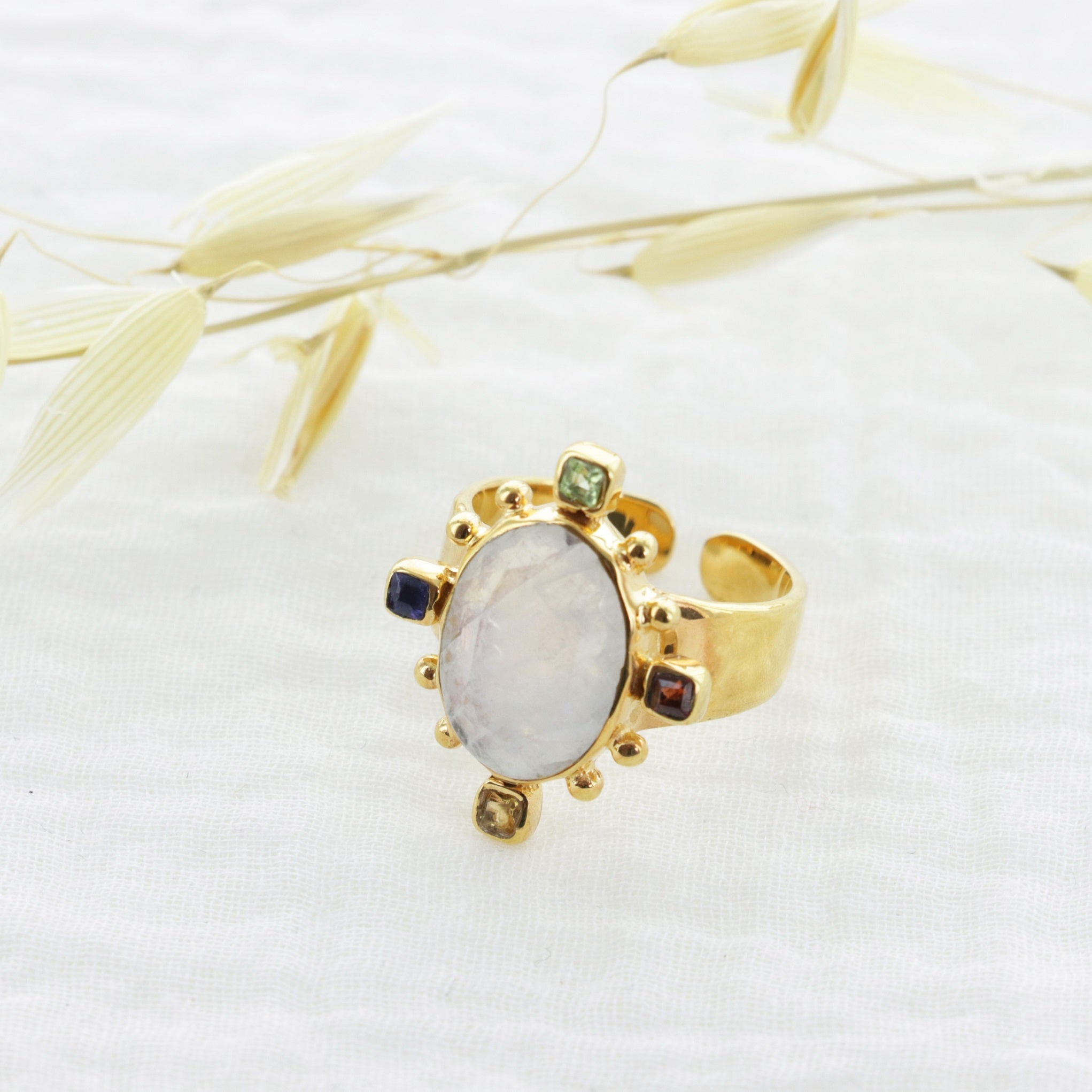 Leticia Ponti Margot bague cristal ajustable plaqué or