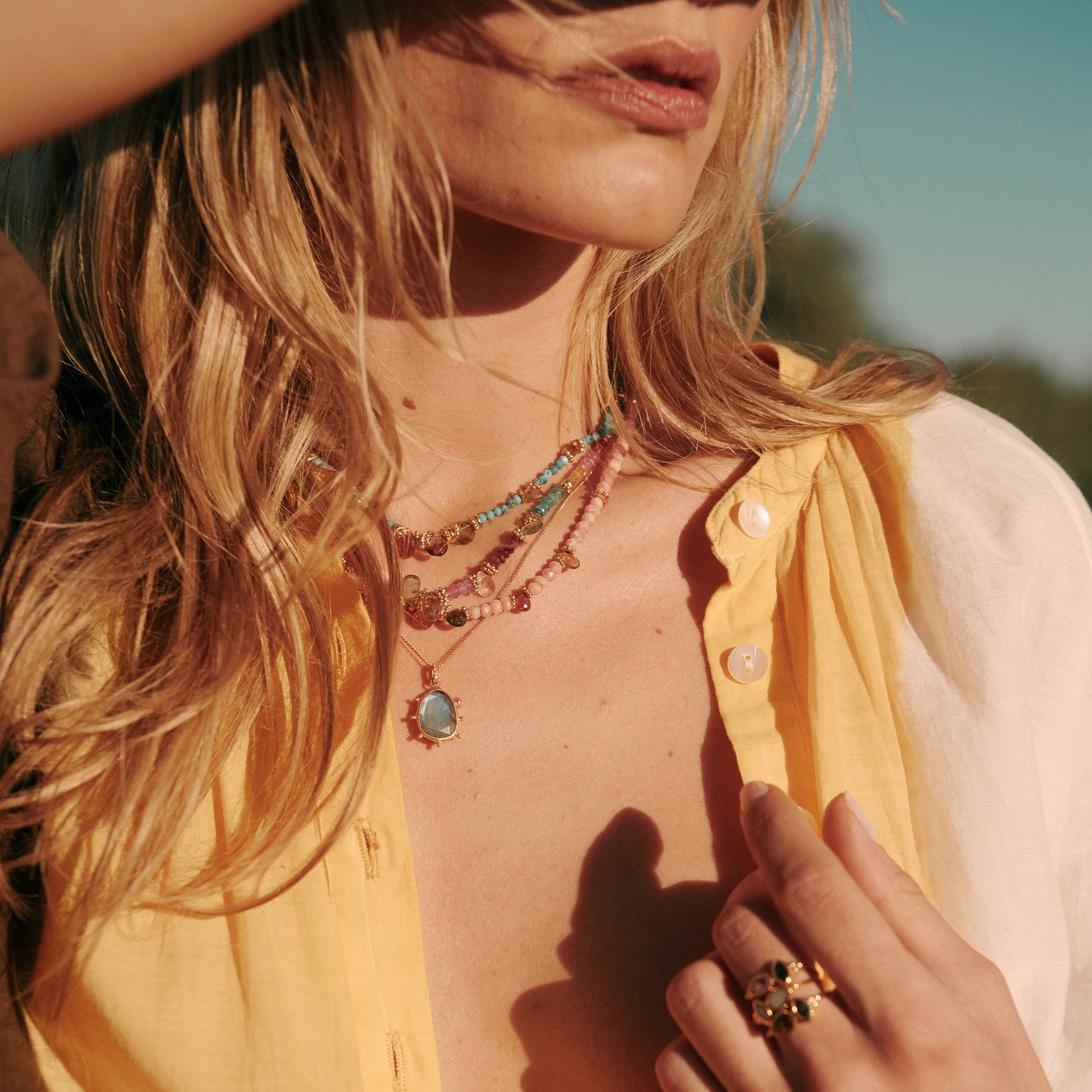 Leticia Ponti Dayra choker saphirs tourmalines 35 cm