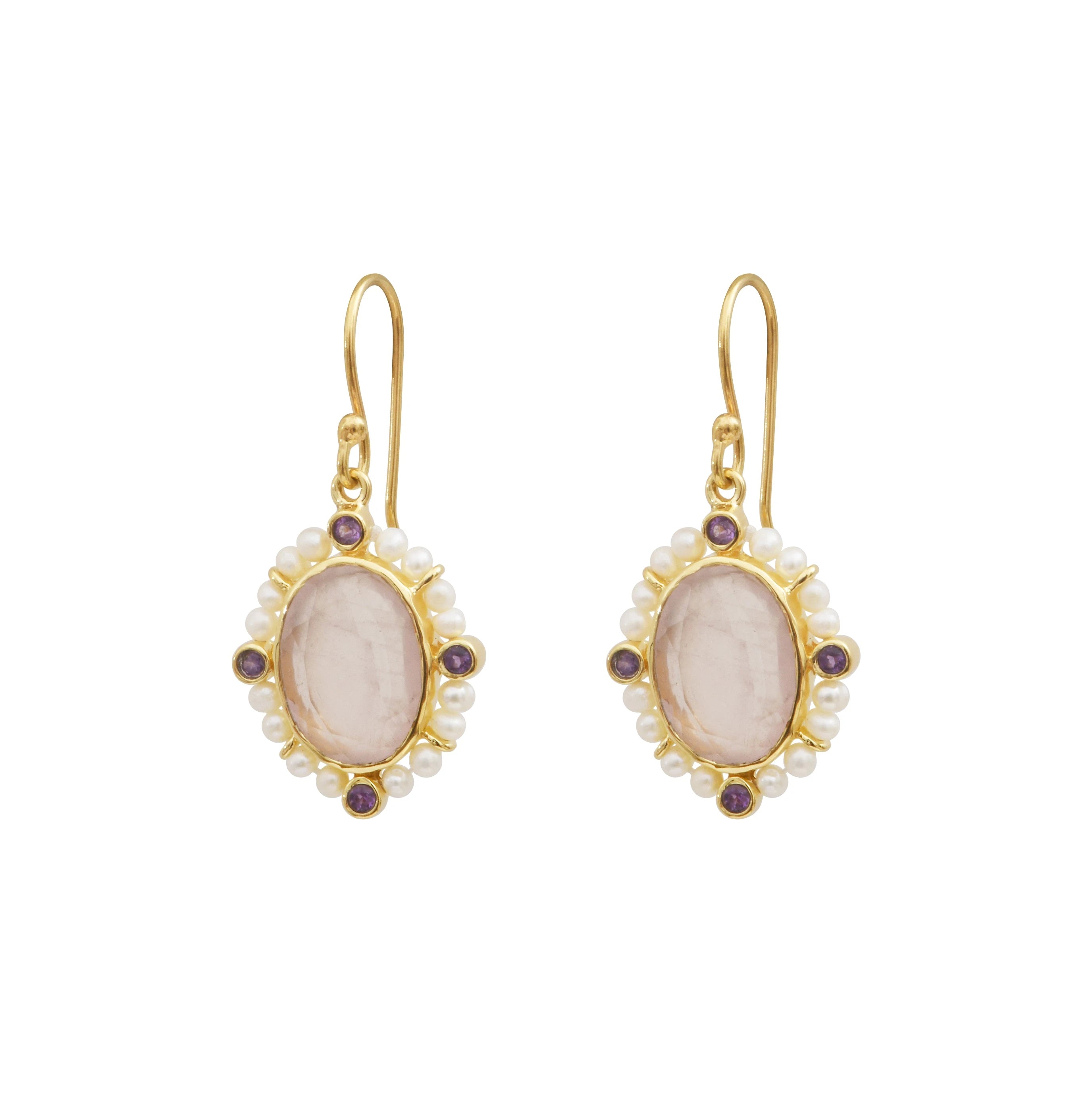 Leticia Ponti Joséphine boucles pierre labradorite plaqué or