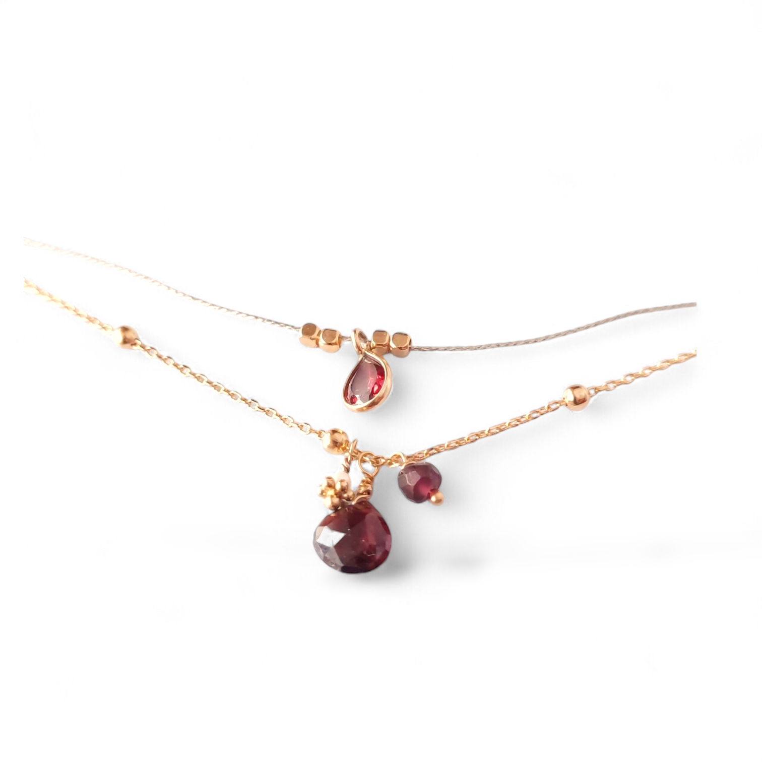 Ô PLUM Colliers Grappe Grenat collier plaqué or perle 50 cm