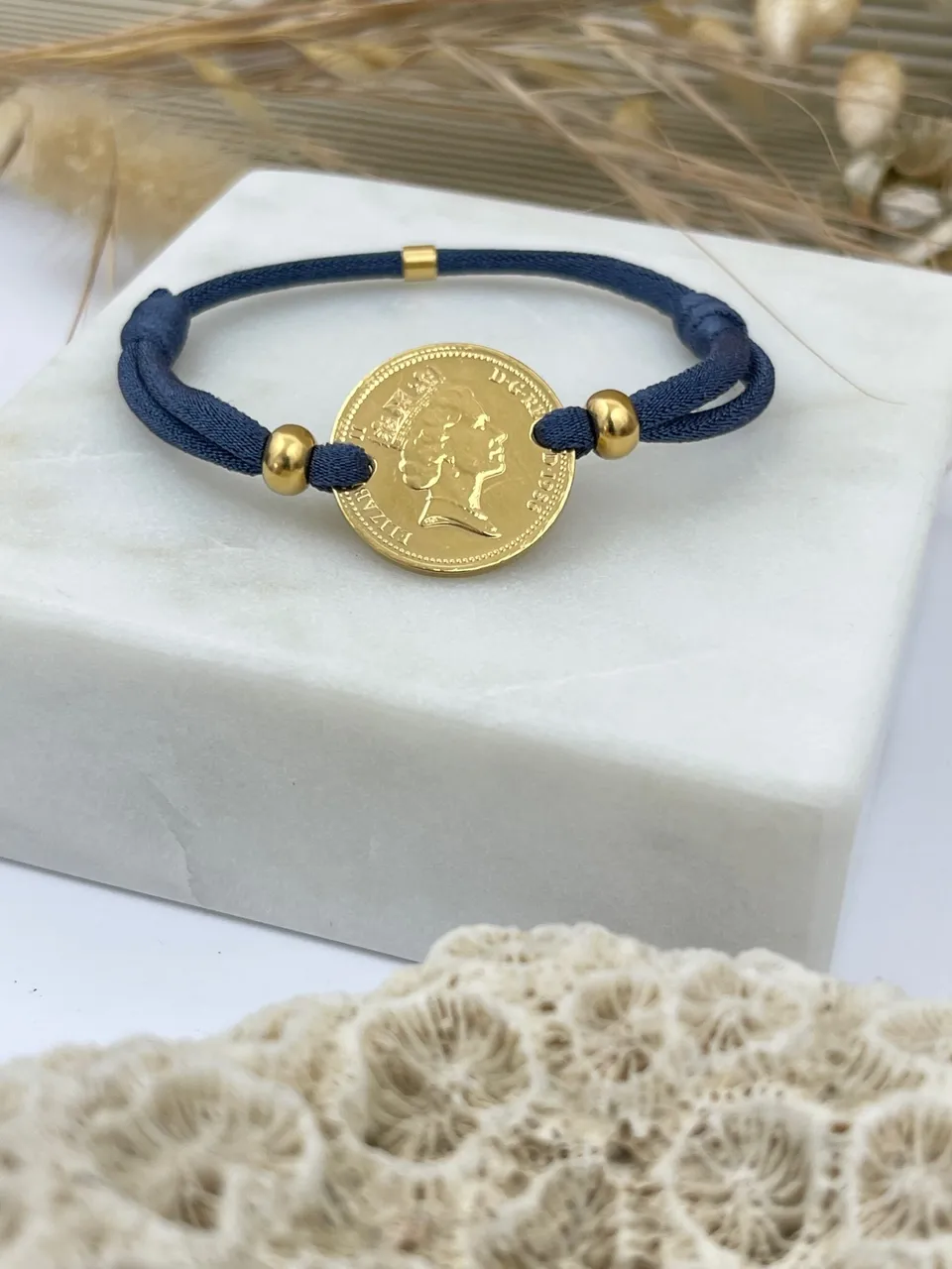 Le P’tit Franc One Penny bracelet cordon plaqué or