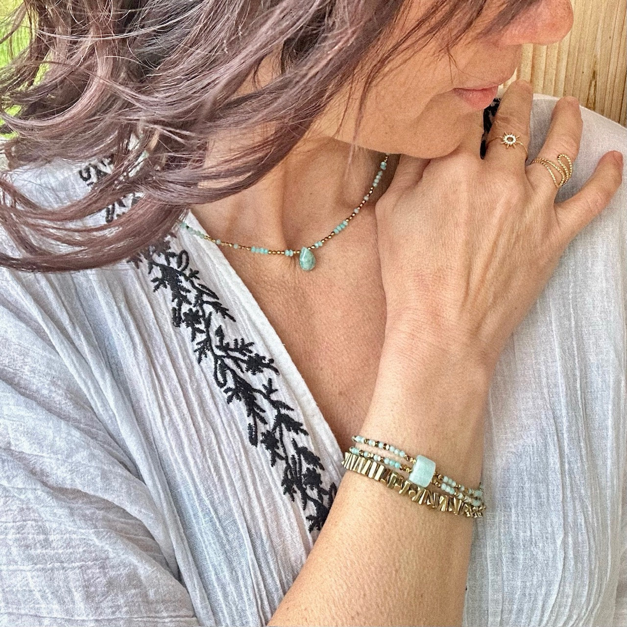 MAD SO CREATION Amazone bracelet amazonite 16 cm bohème