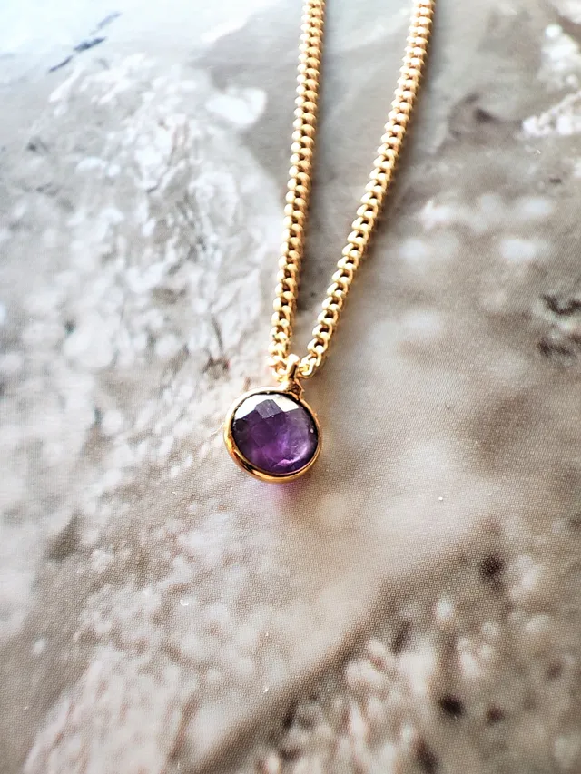 Ô PLUM Léonie Collier Améthyste Plaqué Or 39/42 cm
