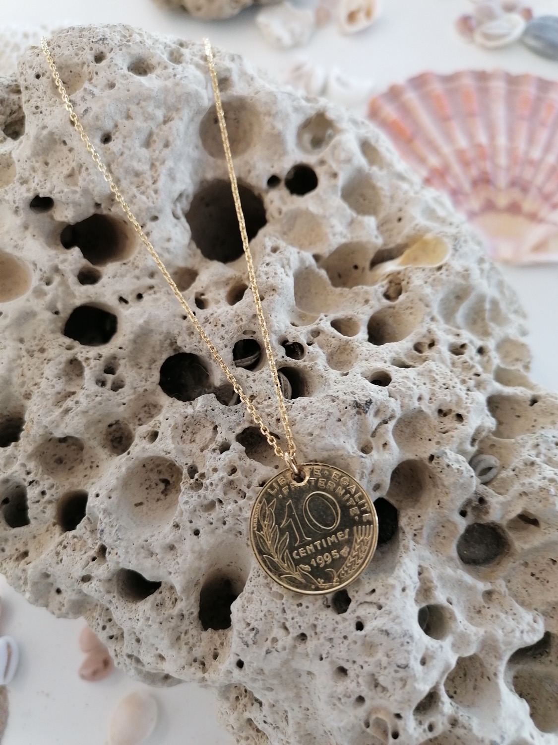 Le P’tit Franc Colliers 5 centimes collier pièce argent 45 cm