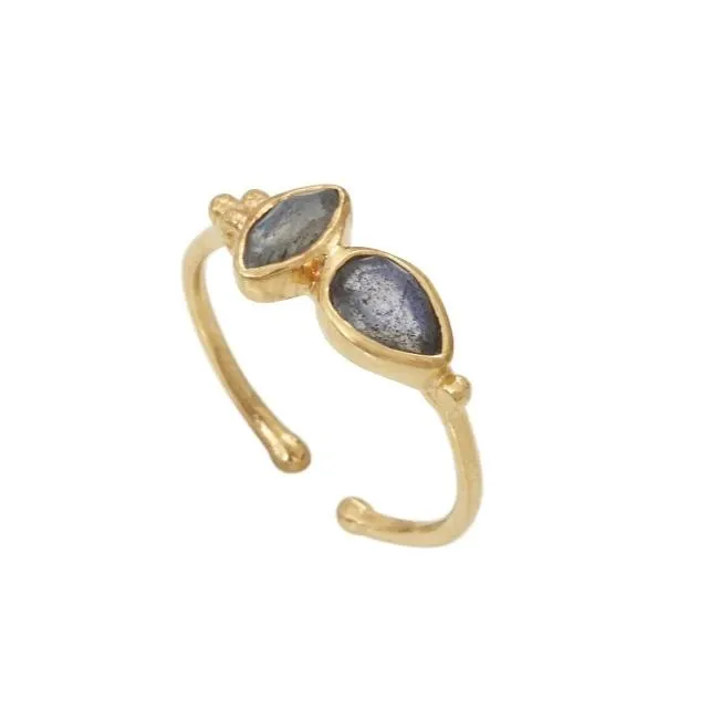 Leticia Ponti Jolene bague labradorite ajustable plaqué or