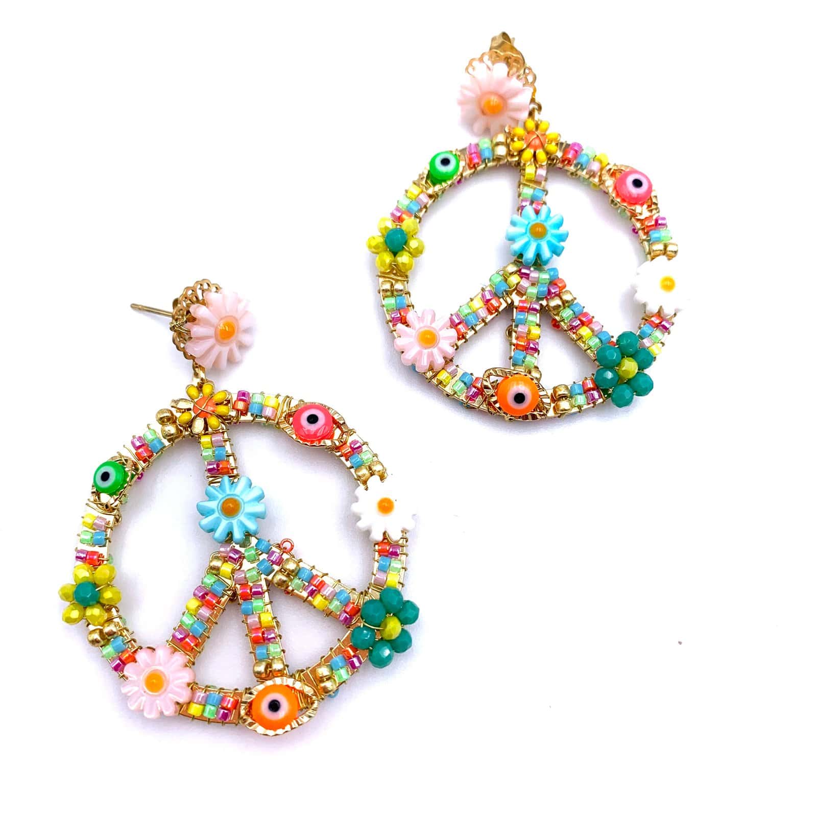 Hypnochic Baby Peace Flower boucles pendantes Miyuki 4 cm