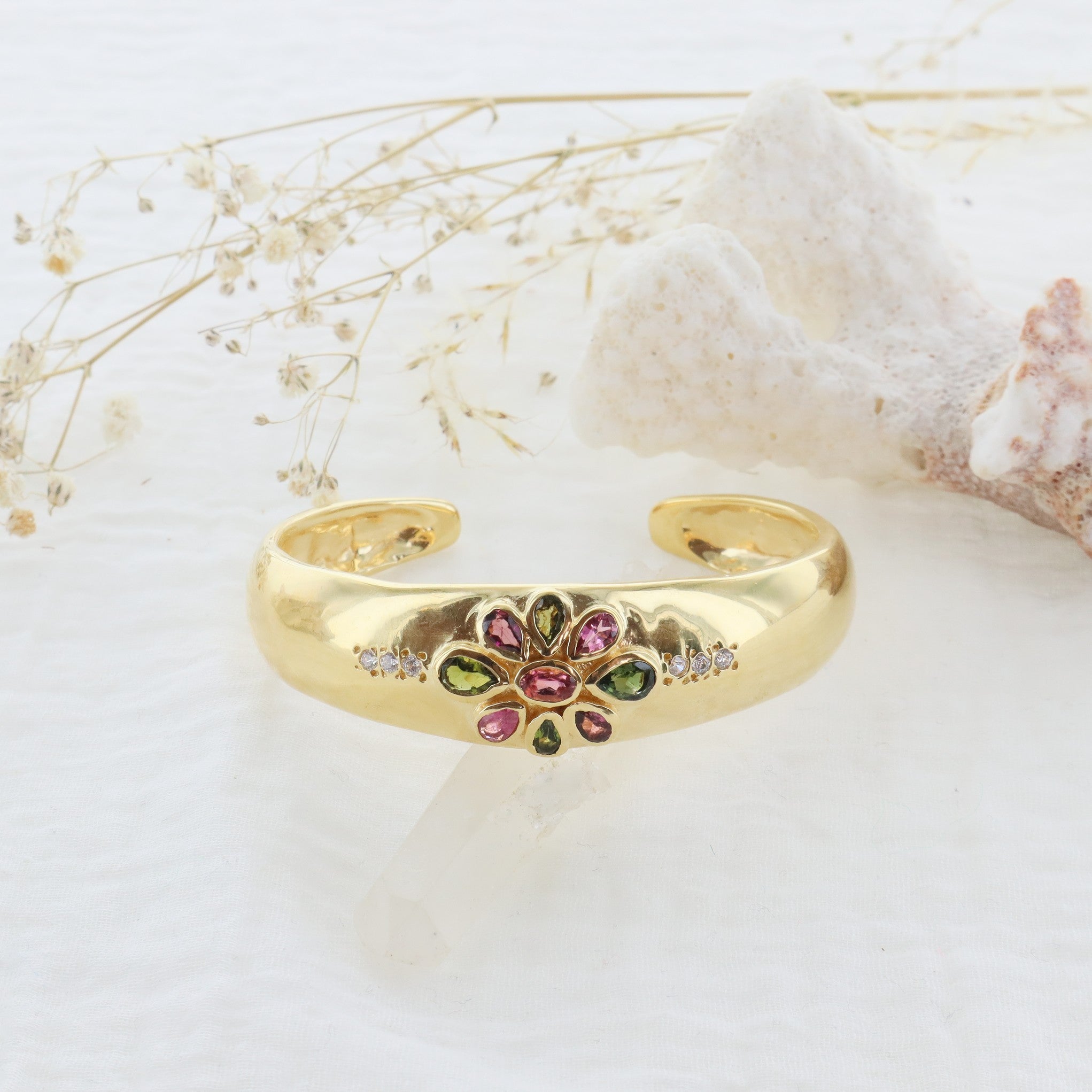 Leticia Ponti Lily manchette tourmaline ajustable plaqué or
