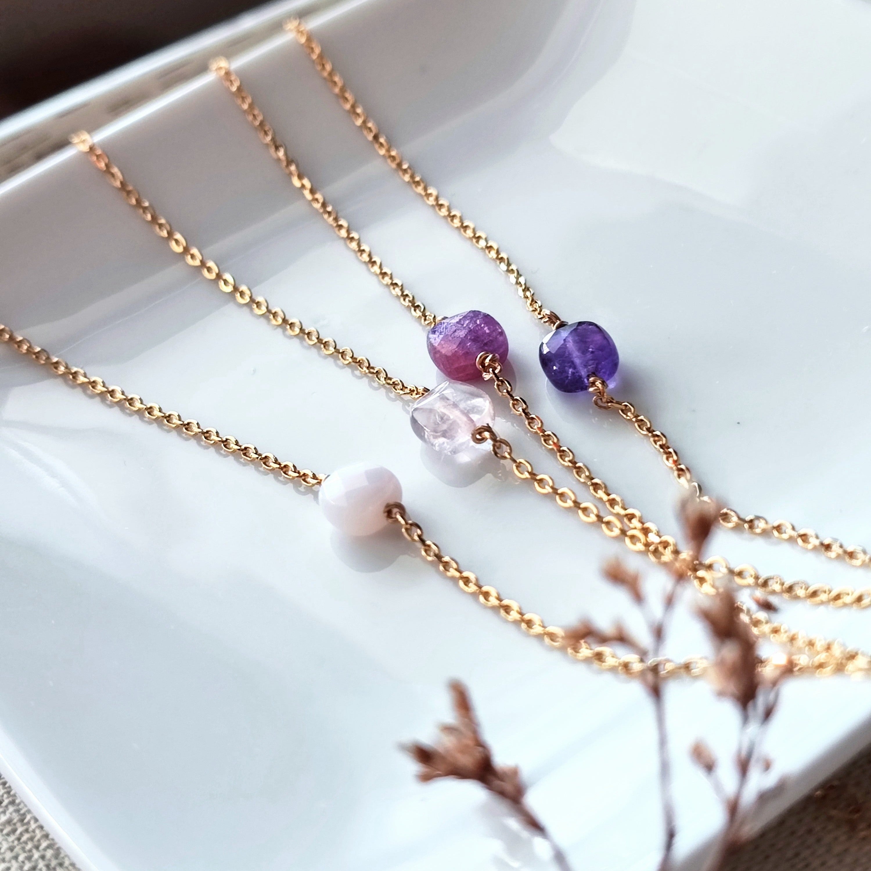 Ô PLUM Charlie bracelet chaîne opale plaqué or 17 cm