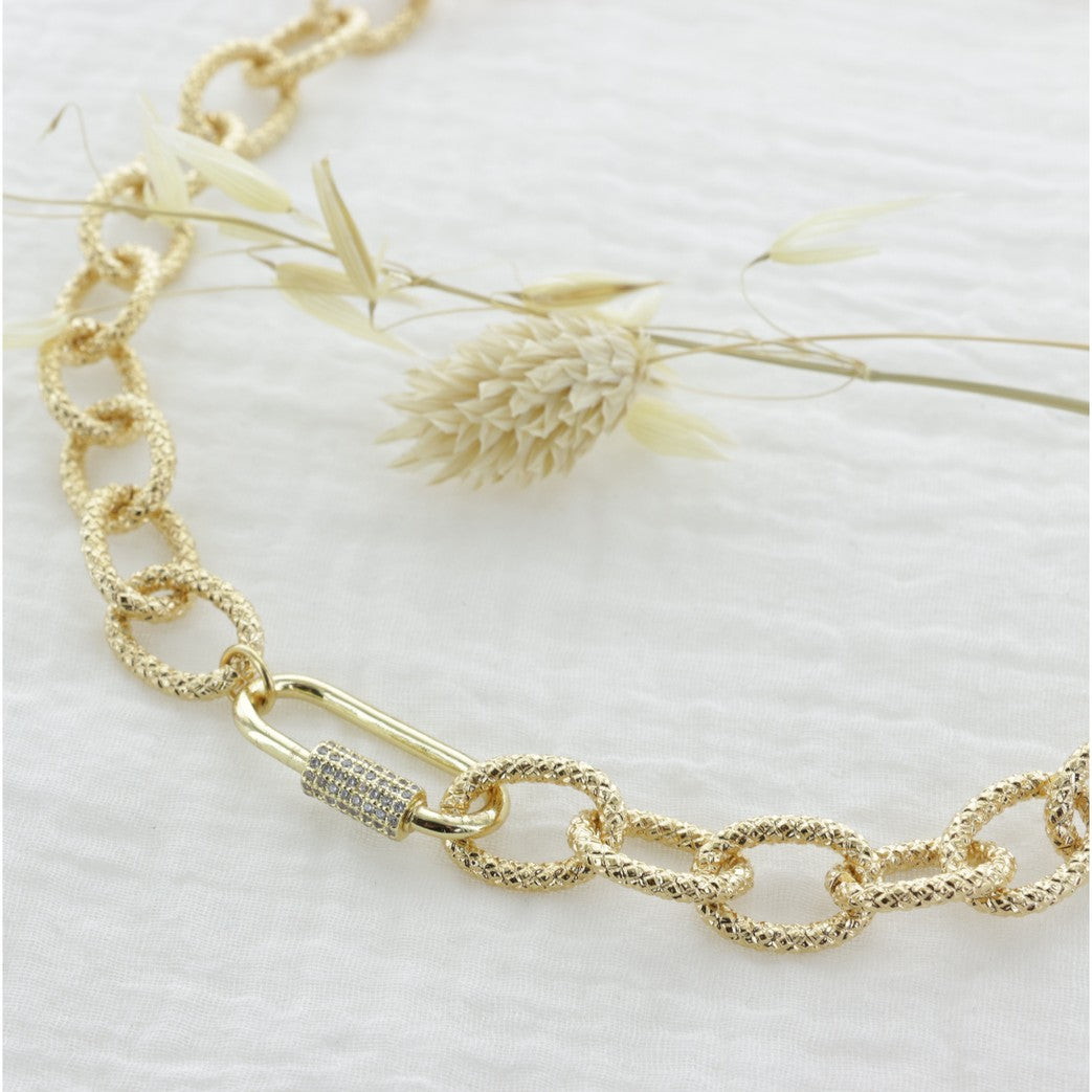 Leticia Ponti Célia collier chaîne plaqué or 42 cm zircons