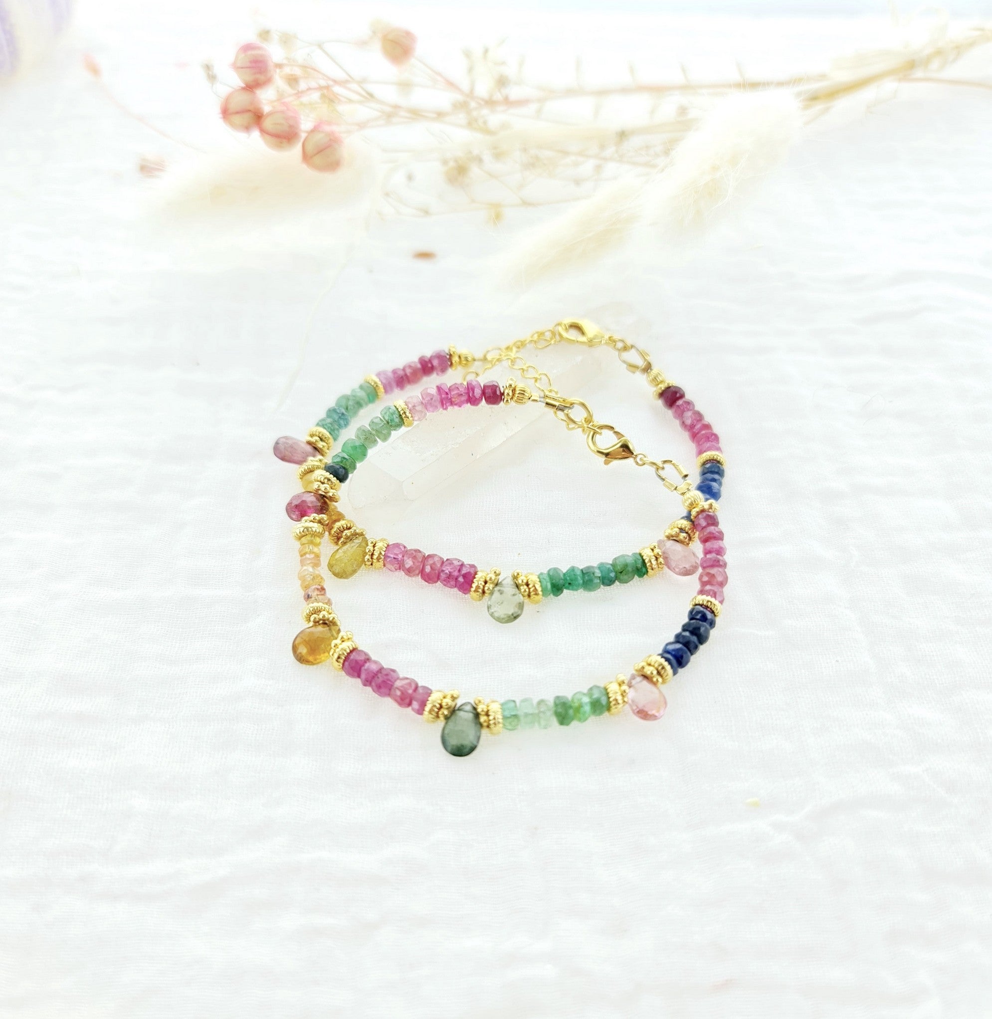 Leticia Ponti Dayra bracelet multi saphirs tourmalines plaqué or
