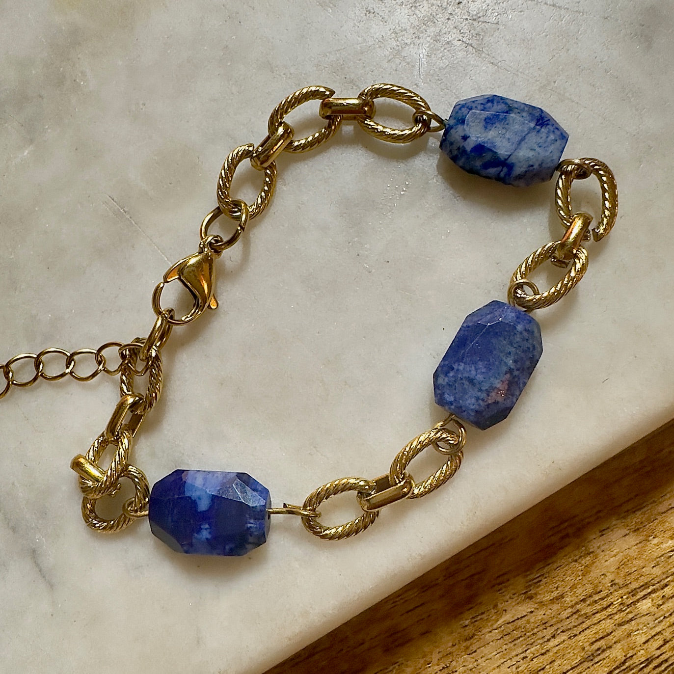 MAD SO CREATION Mera bracelet lapis-lazuli bleu 18 cm