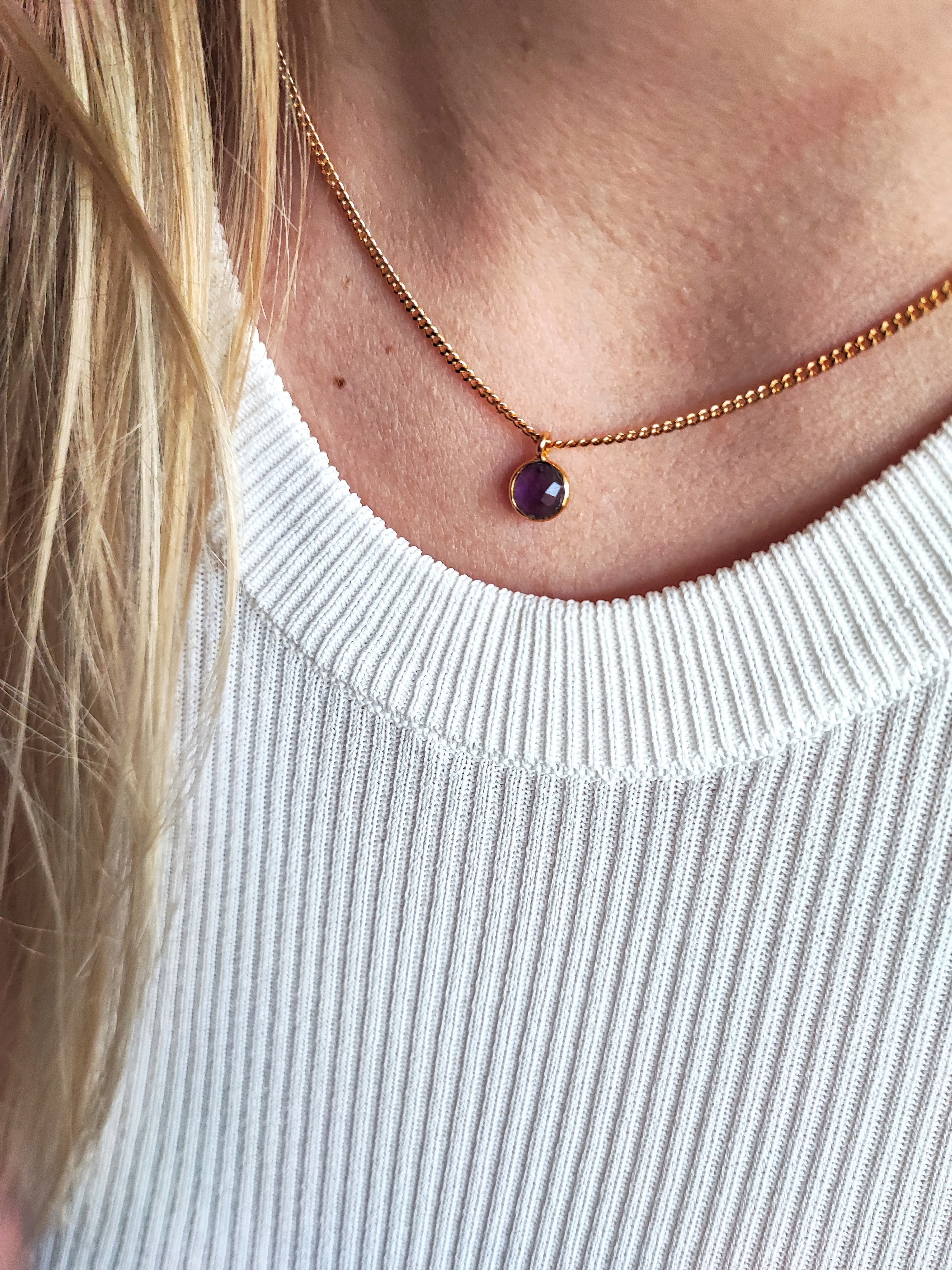 Ô PLUM Léonie Collier Améthyste Plaqué Or 39/42 cm
