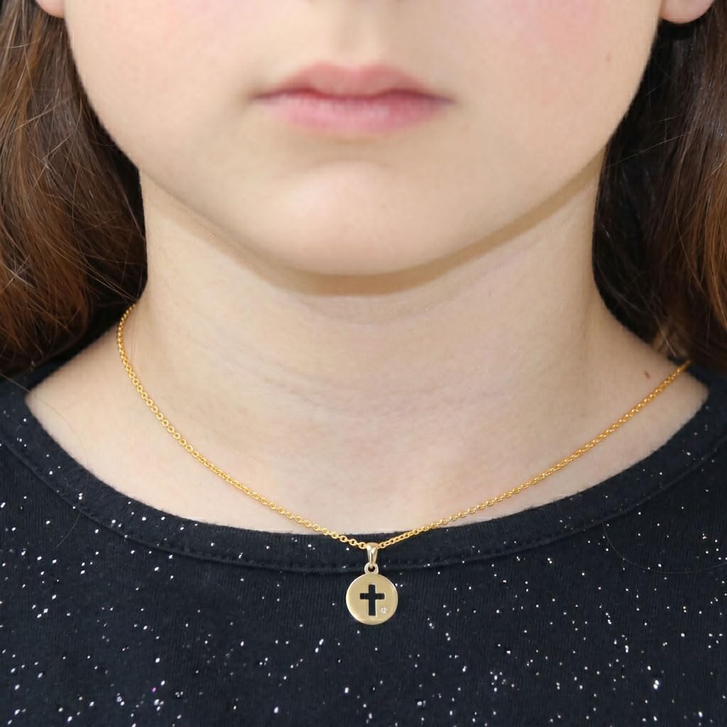 L'Atelier d'Azur Pendentif Médaille Croix or diamant 42 cm