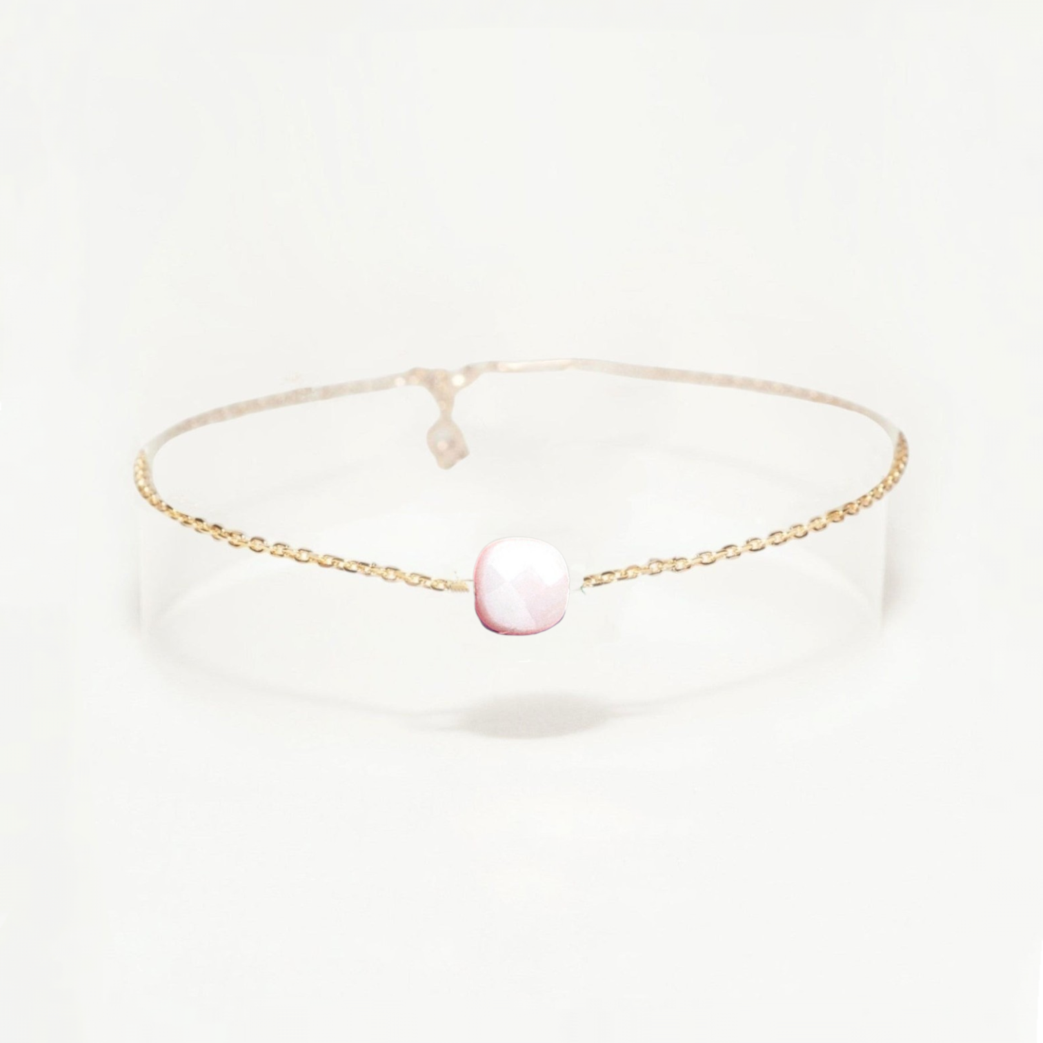 Ô PLUM Charlie bracelet chaîne opale plaqué or 17 cm