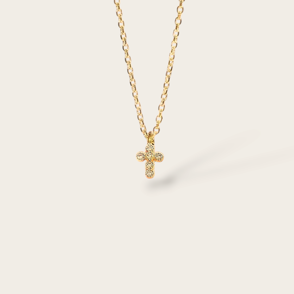 Ô PLUM BIANCA Collier Croix Zircons Plaqué Or 39/42 cm