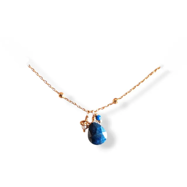 Ô PLUM Colliers Grappe Lapis-lazuli collier plaqué or perle 50 cm