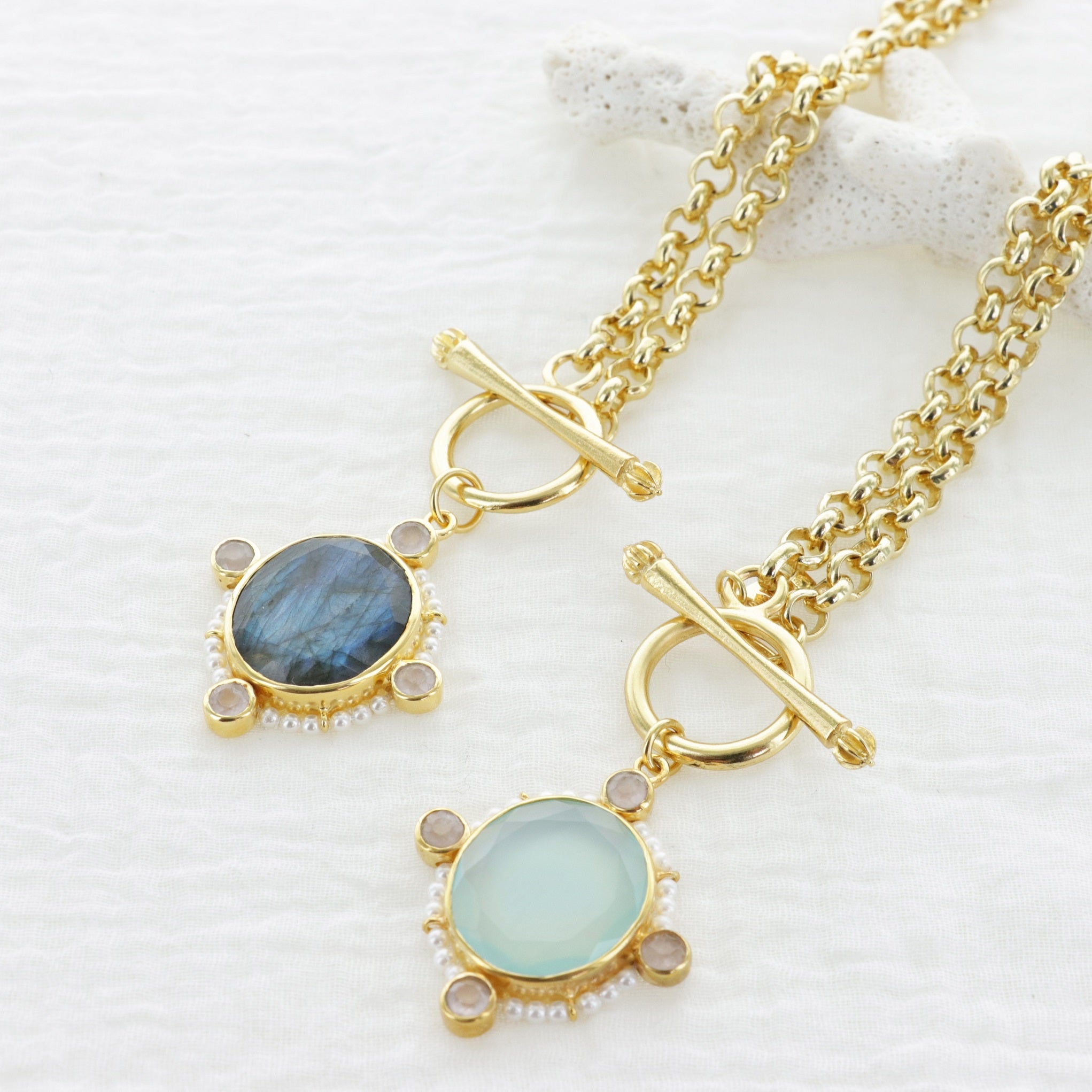 Leticia Ponti Joséphine XL collier calcédoine aqua